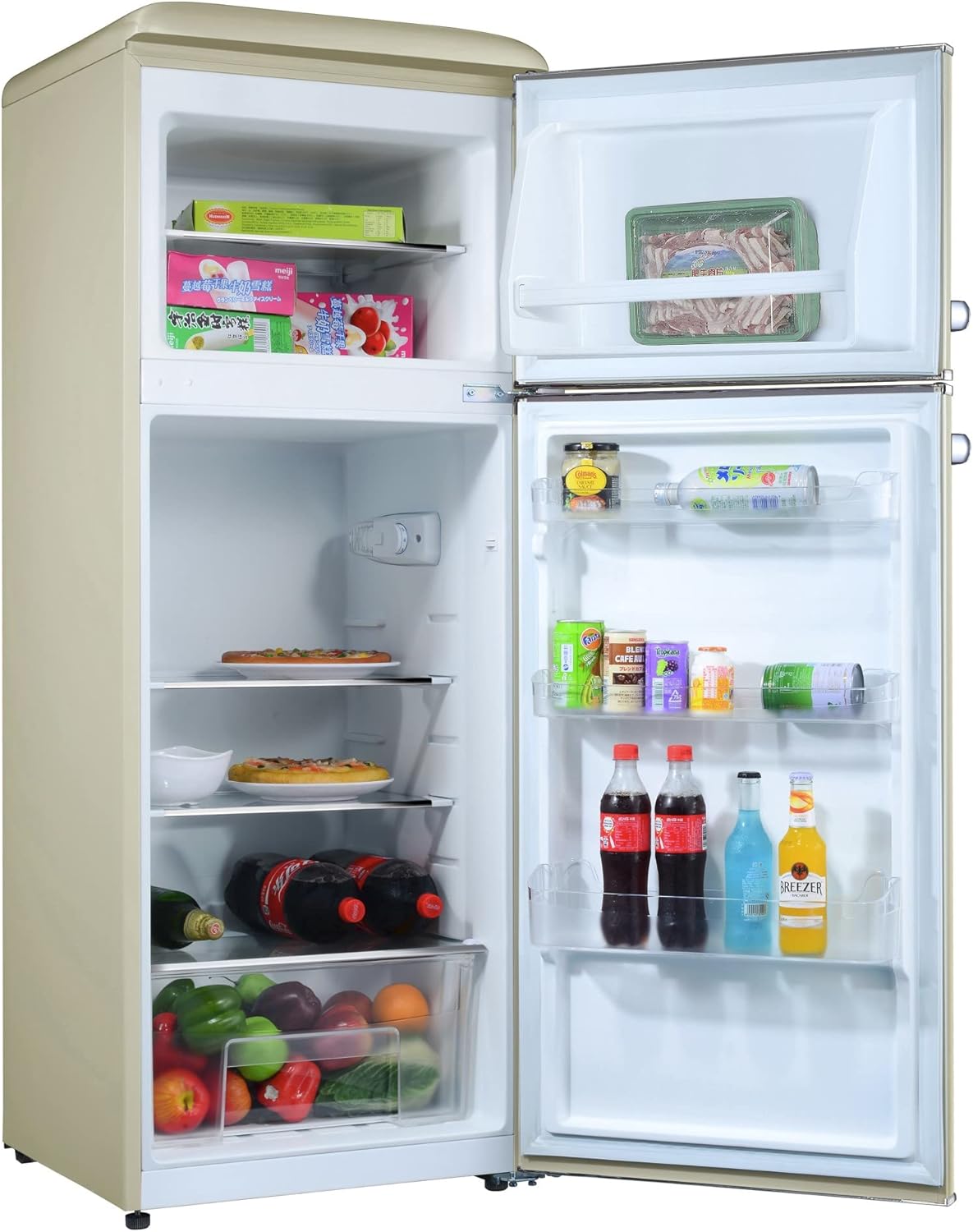 GEDTECH Refrigerateur double-porte vintage GDPV215CR - Couleur crème - Capacité 215L - Classe E