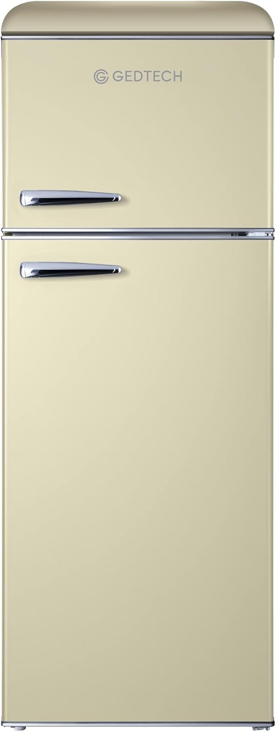 GEDTECH Refrigerateur double-porte vintage GDPV215CR - Couleur crème - Capacité 215L - Classe E